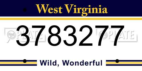 3783277 West Virginia License Plate