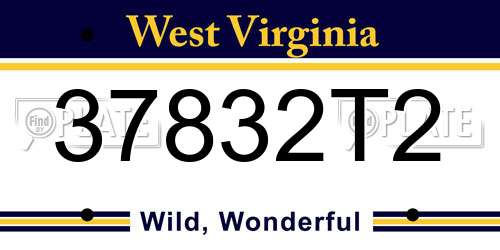 37832T2 West Virginia License Plate