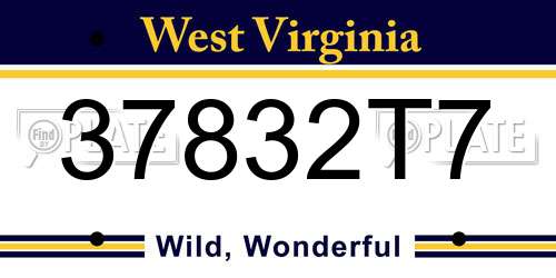 37832T7 West Virginia License Plate