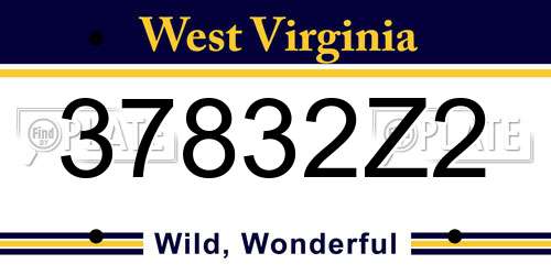 37832Z2 West Virginia License Plate