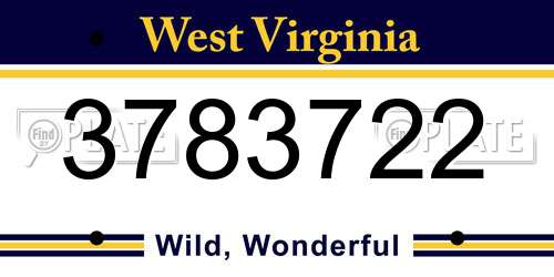 3783722 West Virginia License Plate