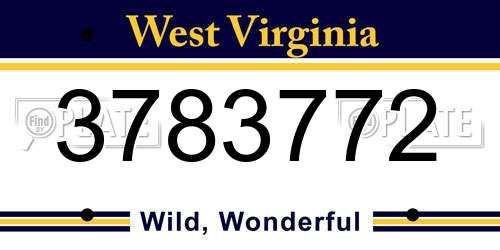 3783772 West Virginia License Plate
