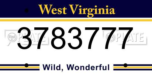 3783777 West Virginia License Plate