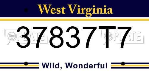 37837T7 West Virginia License Plate