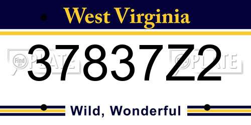 37837Z2 West Virginia License Plate