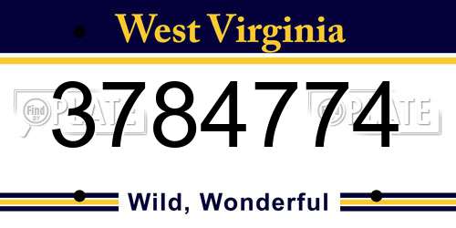 3784774 West Virginia License Plate