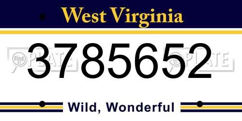 3785652 West Virginia License Plate
