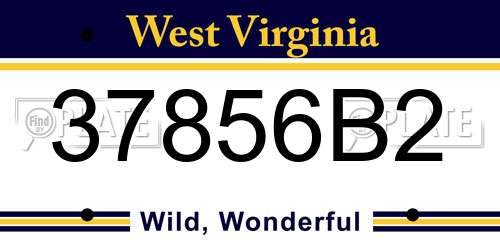 37856B2 West Virginia License Plate