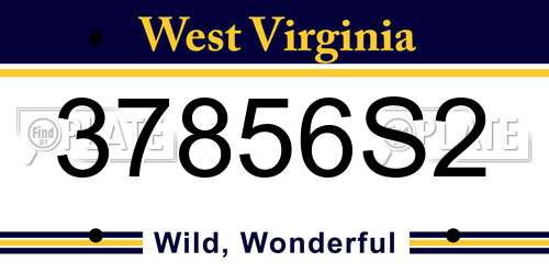 37856S2 West Virginia License Plate