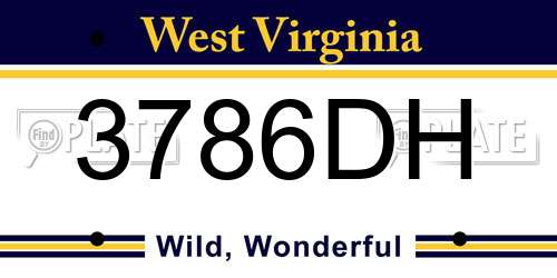 3786DH West Virginia License Plate