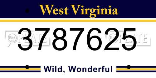 3787625 West Virginia License Plate
