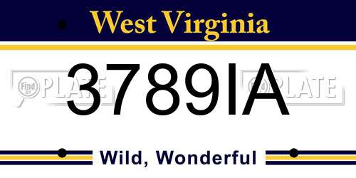 3789IA West Virginia License Plate
