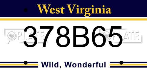 378B65 West Virginia License Plate