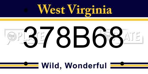378B68 West Virginia License Plate