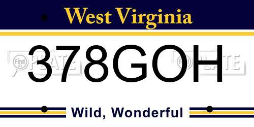 378GOH West Virginia License Plate