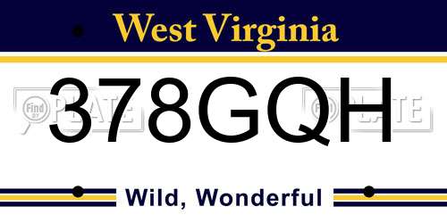 378GQH West Virginia License Plate