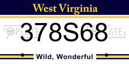 378S68 West Virginia License Plate