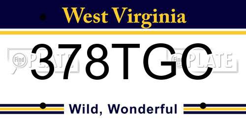 378TGC West Virginia License Plate