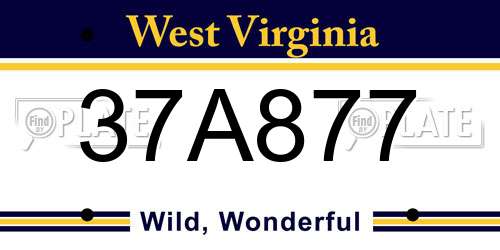 37A877 West Virginia License Plate