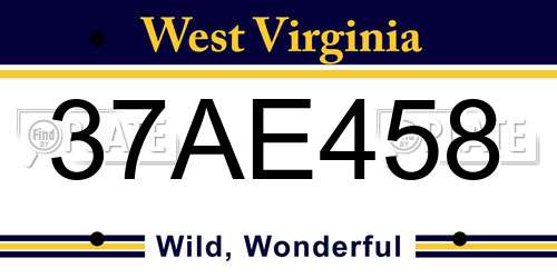 37AE458 West Virginia License Plate