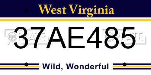 37AE485 West Virginia License Plate