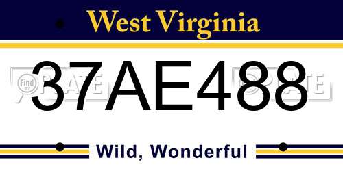 37AE488 West Virginia License Plate
