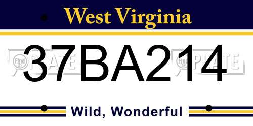 37BA214 West Virginia License Plate
