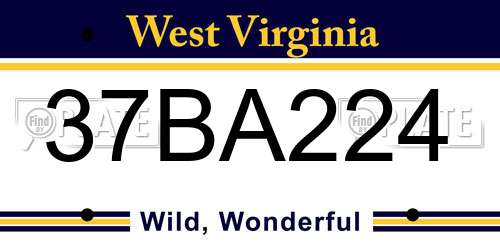 37BA224 West Virginia License Plate