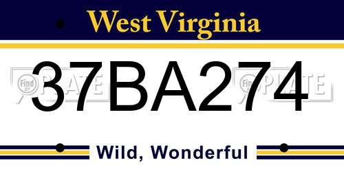 37BA274 West Virginia License Plate