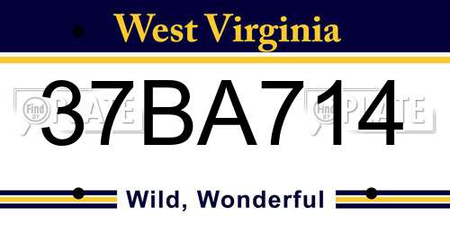 37BA714 West Virginia License Plate