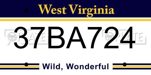 37BA724 West Virginia License Plate