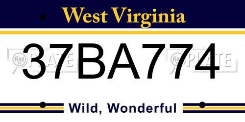 37BA774 West Virginia License Plate