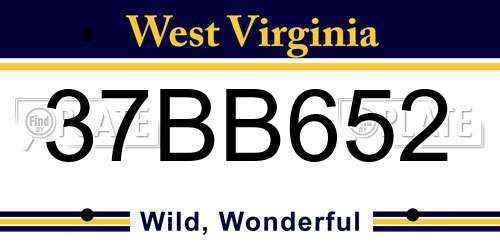 37BB652 West Virginia License Plate