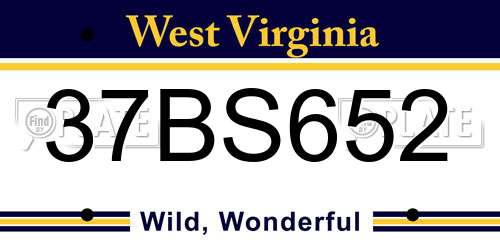 37BS652 West Virginia License Plate