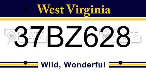 37BZ628 West Virginia License Plate