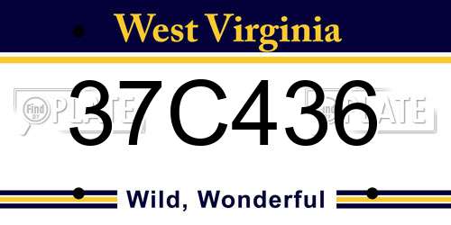 37C436 West Virginia License Plate