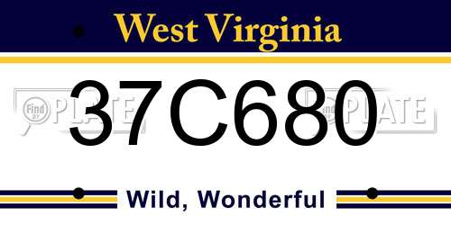37C680 West Virginia License Plate