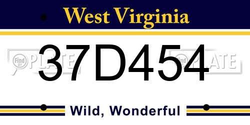37D454 West Virginia License Plate