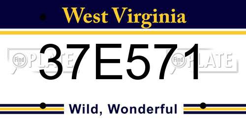 37E571 West Virginia License Plate