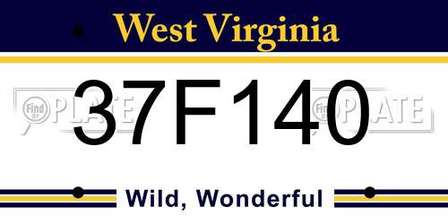 37F140 West Virginia License Plate