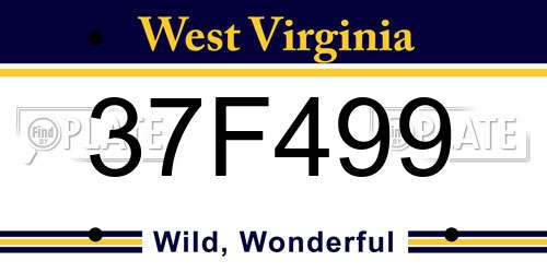 37F499 West Virginia License Plate