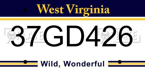 37GD426 West Virginia License Plate