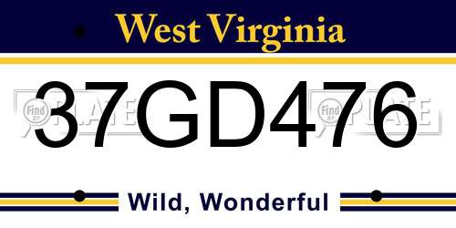37GD476 West Virginia License Plate