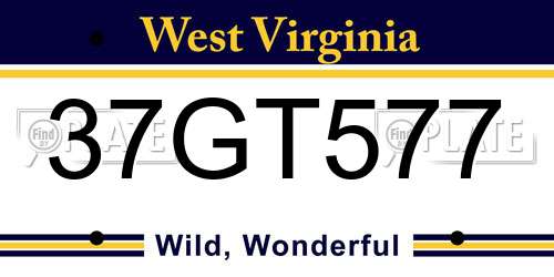 37GT577 West Virginia License Plate