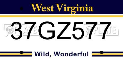 37GZ577 West Virginia License Plate