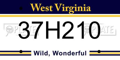 37H210 West Virginia License Plate