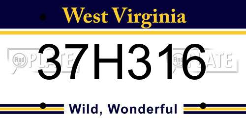 37H316 West Virginia License Plate