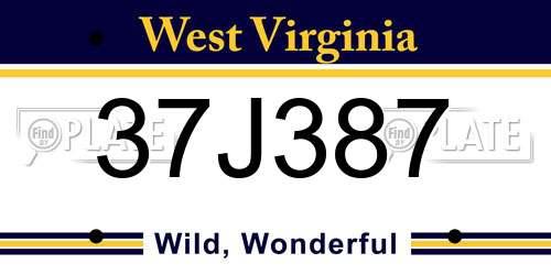 37J387 West Virginia License Plate