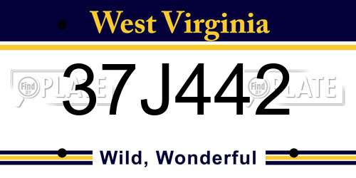 37J442 West Virginia License Plate