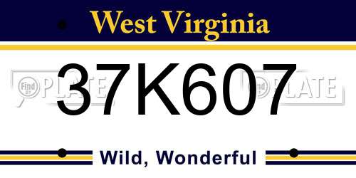 37K607 West Virginia License Plate